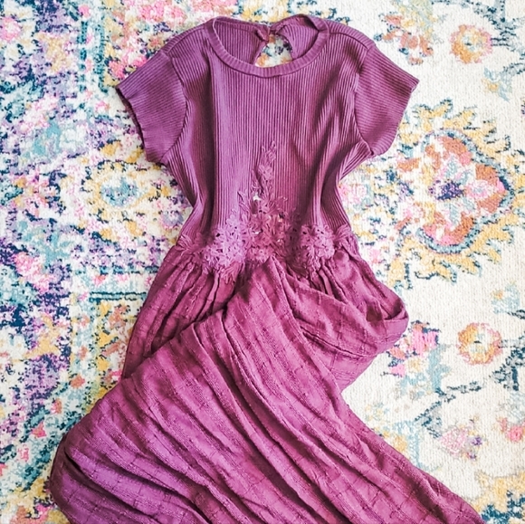 Free People Dresses & Skirts - Free People Serenity Merlot Maxi Dress Open Back